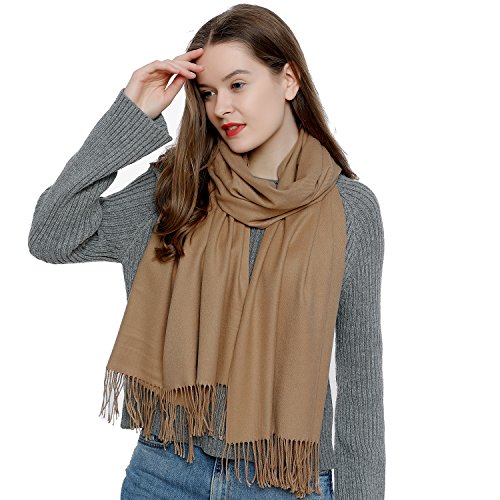 DonDon Schal Damen Winter Wollschal Winterschal warm weich 185 x 65 cm khaki sandfarben von DonDon