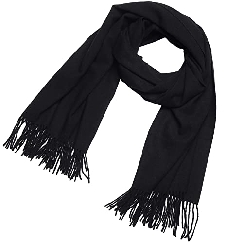 DonDon Schal Damen Winter Wollschal Winterschal groß und flauschig 200 x 70 cm - Schwarz von DonDon