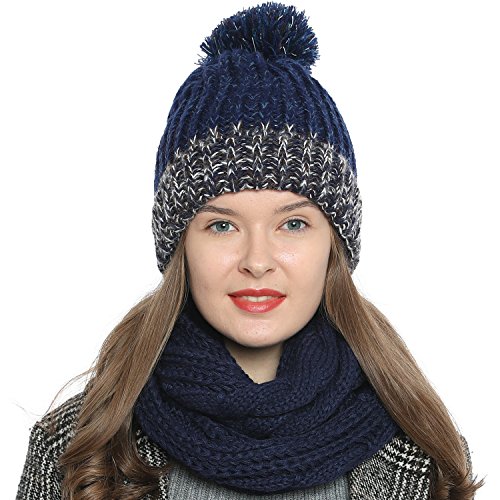 DonDon Loop Schal Damen Winter Schlauchschal Winterschal Wollschal warm und weich dunkelblau von DonDon