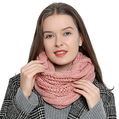 DonDon Loop Schal Damen Winter Schlauchschal Winterschal Wollschal warm und weich rosa von DonDon