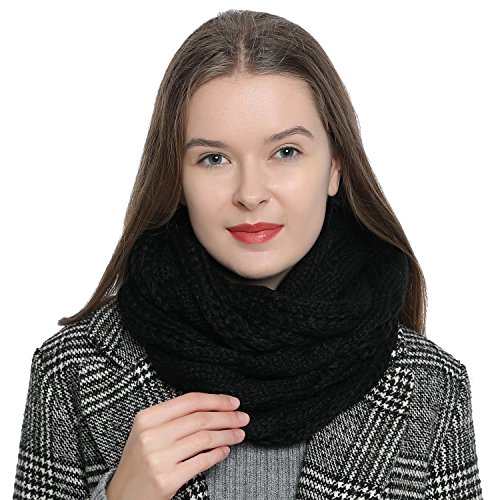 DonDon Loop Schal Damen Winter Schlauchschal Winterschal Wollschal warm und weich schwarz von DonDon