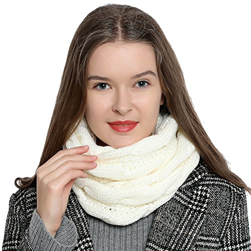 DonDon Loop Schal Damen Winter Schlauchschal Winterschal Wollschal warm und weich weiß von DonDon