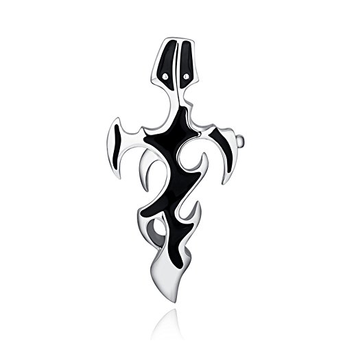 DonDon Edelstahl Tribal Kreuz Anhänger mit polierter Oberfläche in einem schwarzen Samtbeutel von DonDon