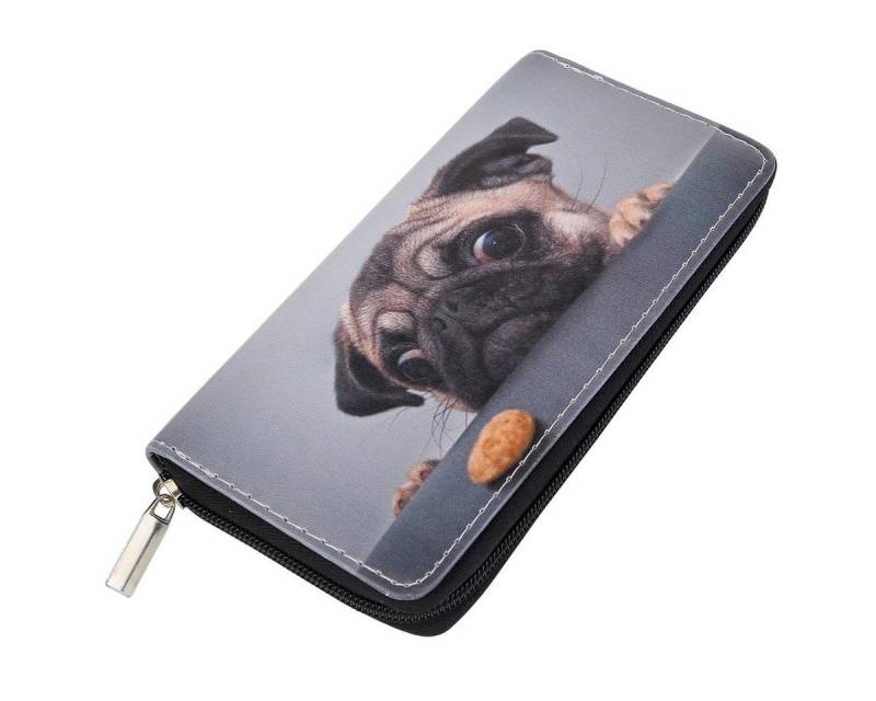 DonDon Geldbörse Geldbeutel Portemonnaie Muster Katze Hund (Packung, 1-tlg), Reißverschluss von DonDon