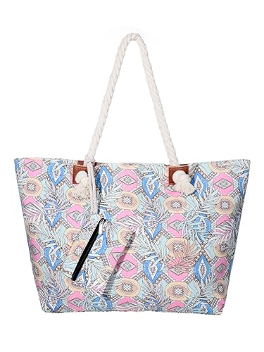 DonDon Strandtasche mit Reißverschluss, Große Strandtasche XXL, Shopper Tasche Damen - Praktische Beach bag Umhängetasche Damen Badetasche für Strand und Meer - Modern Life von DonDon