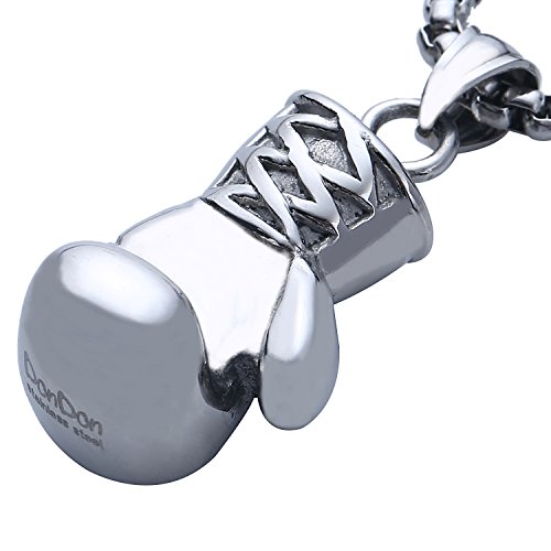 DonDon Herren Halskette Boxhandschuh Edelstahl Silber massiv von DonDon