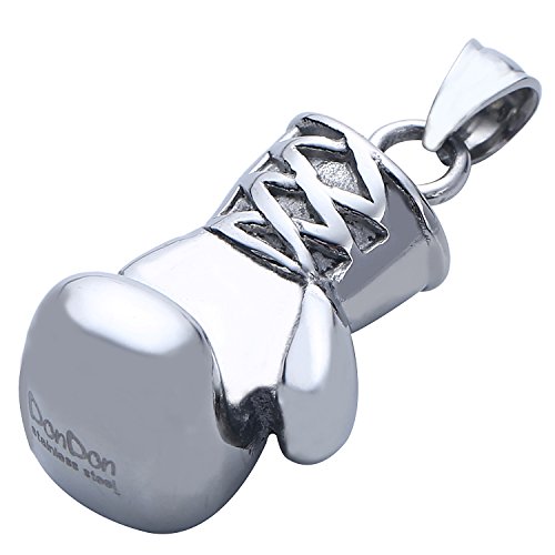 DonDon Herren Halskette Boxhandschuh Edelstahl Silber massiv von DonDon