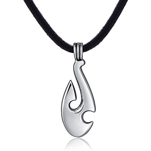 DonDon Herren Halskette Kautschuk 50 cm und Anhänger Neuseeland Maori aus Edelstahl verpackt in einem schwarzen Samtbeutel von DonDon