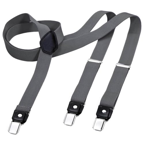 DonDon Hosenträger Herren grau schmal 2,5 cm - Extra starke Clips für Anzug - Hosenträger Herren extra stark - Ideal für Männer oder Damen Rockabilly Suspenders von DonDon