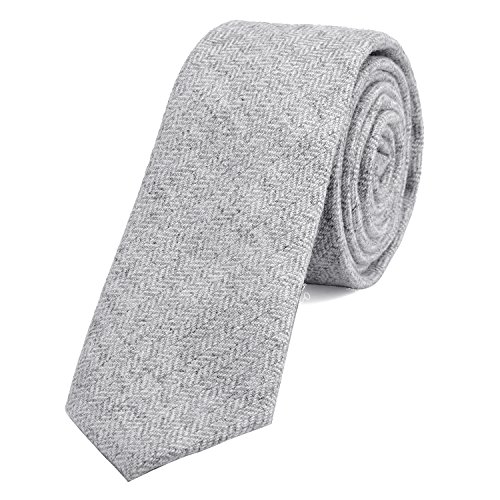DonDon Herren Krawatte 6 cm Baumwolle grau-weiß Fischgrätenmuster von DonDon