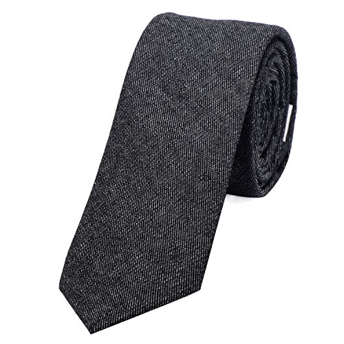 DonDon Herren Krawatte 6 cm Jeans-Look Baumwolle antrahzit von DonDon