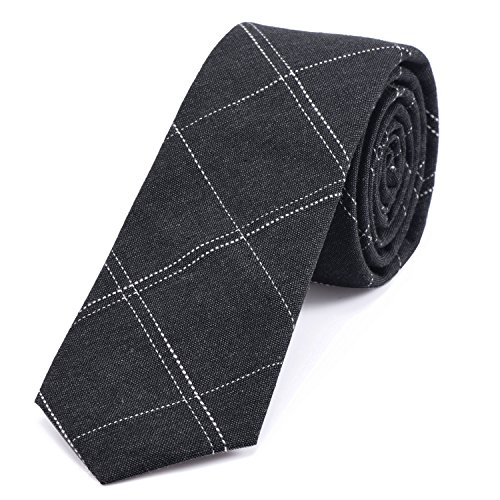 DonDon Herren Krawatte 6 cm gestreift Baumwolle anthrazit von DonDon