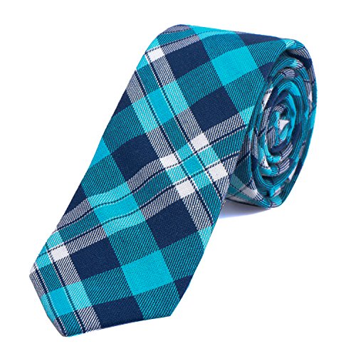 DonDon Herren Krawatte 6 cm kariert gestreift blau von DonDon