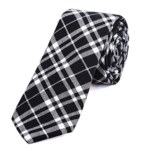 DonDon Herren Krawatte 6 cm kariert gestreift schwarz-weiß von DonDon