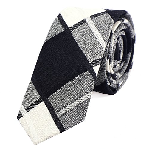 DonDon Herren Krawatte kariert 6 cm elfenbein-weiß-schwarz von DonDon