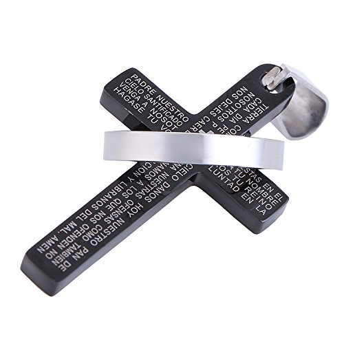 DonDon Herren Kreuz Anhänger Edelstahl mit spanischer Vaterunser Gravur schwarz von DonDon