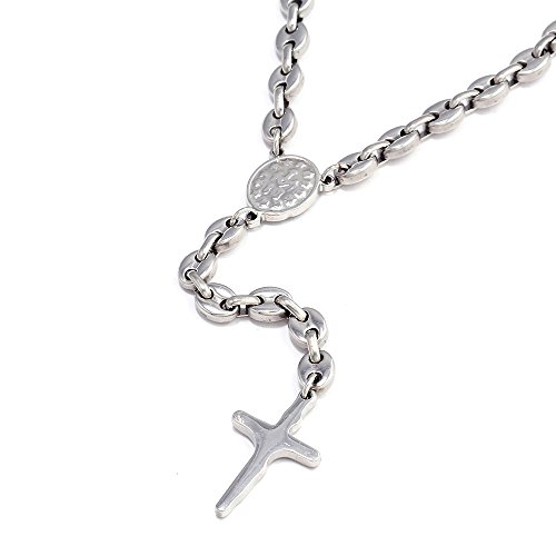 DonDon Herren Rosenkranz (Nachahmung) Style-Kette Edelstahl 62 cm in einem schwarzen Samtbeutel von DonDon