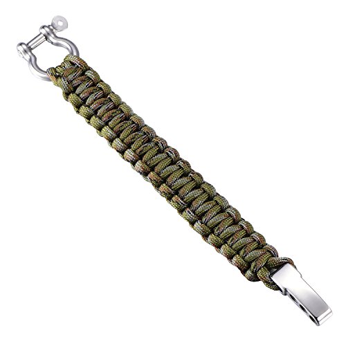 DonDon Herren Survivalarmband Paracord Outdoor Armband geflochten Olive-grau-braun von DonDon