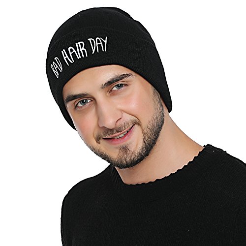 DonDon Mütze Herren Beanie Statement Wintermütze Bad Hair Day von DonDon
