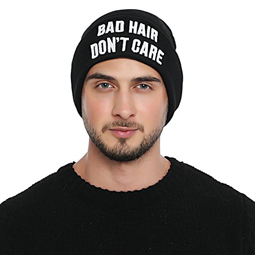 DonDon Mütze Herren Beanie Statement Wintermütze Bad Hair Don't Care von DonDon