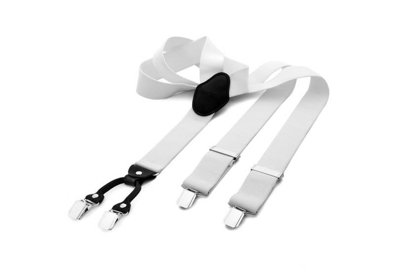 DonDon Hosenträger DonDon® Herren Hosenträger breit 4 Clips mit Leder in Y-Form elastisch (1-St) Y-Form, verstellbar mit Clipverschluß, elastisch von DonDon