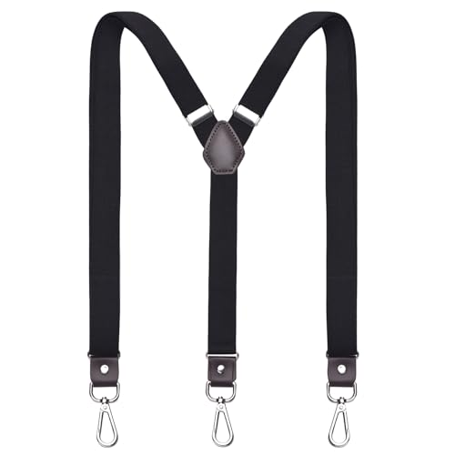 DonDon Hosenträger Herren extra stark - Hosenträger schwarz für Arbeitshosen und Anzug mit starken Clips lang schmal oder Riemen für Herren breit in Y-Form oder X-Form von DonDon