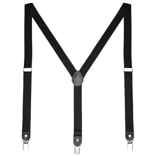 DonDon Hosenträger Herren extra stark - Hosenträger schwarz für Arbeitshosen und Anzug mit starken Clips lang schmal oder Riemen für Herren breit in Y-Form oder X-Form von DonDon