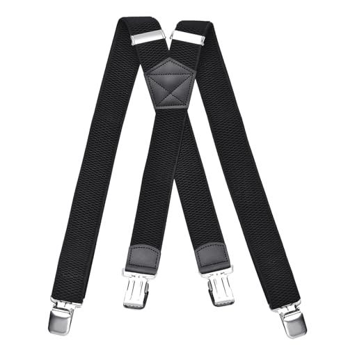 DonDon Hosenträger Herren extra stark - Hosenträger schwarz für Arbeitshosen und Anzug mit starken Clips lang schmal oder Riemen für Herren breit in Y-Form oder X-Form von DonDon