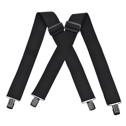DonDon Hosenträger Herren extra stark - Hosenträger schwarz für Arbeitshosen und Anzug mit starken Clips lang schmal oder Riemen für Herren breit in Y-Form oder X-Form von DonDon