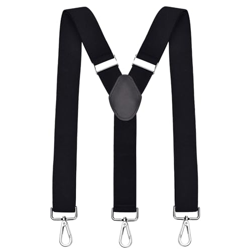 DonDon Hosenträger Herren extra stark - Hosenträger schwarz für Arbeitshosen und Anzug mit starken Clips lang schmal oder Riemen für Herren breit in Y-Form oder X-Form von DonDon
