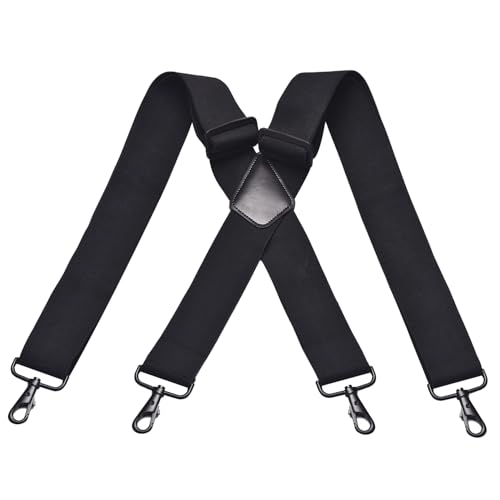 DonDon Hosenträger Herren extra stark - Hosenträger schwarz für Arbeitshosen und Anzug mit starken Clips lang schmal oder Riemen für Herren breit in Y-Form oder X-Form von DonDon
