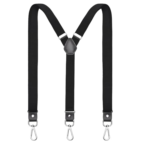 DonDon Hosenträger Herren extra stark - Hosenträger schwarz für Arbeitshosen und Anzug mit starken Clips lang schmal oder Riemen für Herren breit in Y-Form oder X-Form von DonDon