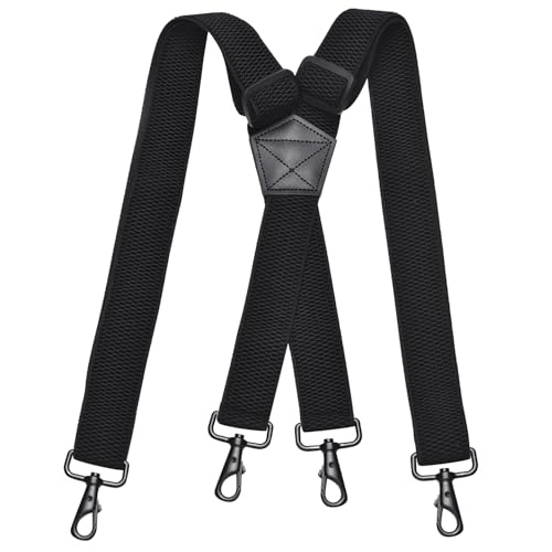 DonDon Hosenträger Herren extra stark - Hosenträger schwarz für Arbeitshosen und Anzug mit starken Clips lang schmal oder Riemen für Herren breit in Y-Form oder X-Form von DonDon