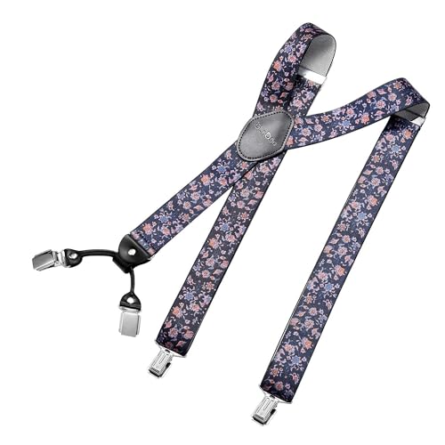 DonDon Hosenträger Herren extra stark blumen 3,5 cm Hosenträger Herren breit in Y-Form lang - Starke Clips passend für Anzug Jeans Chinos Vintage Rockabilly Suspenders DonDon Hosenträger Herren extra stark blumen 3,5 cm Hosenträger Herren breit in Y-Form lang - Starke Clips passend für Anzug Jeans Chinos Vintage Rockabilly Suspenders von DonDon