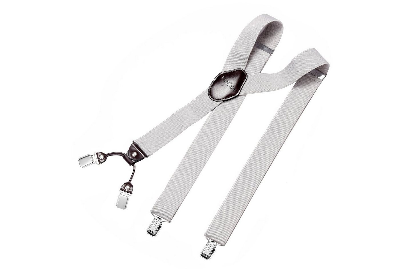 DonDon Hosenträger für Herren 3,5 cm breit 4 Clips mit braunem Leder längenverstellbar (1-St) Y-Form, verstellbar mit Clipverschluß, elastisch von DonDon