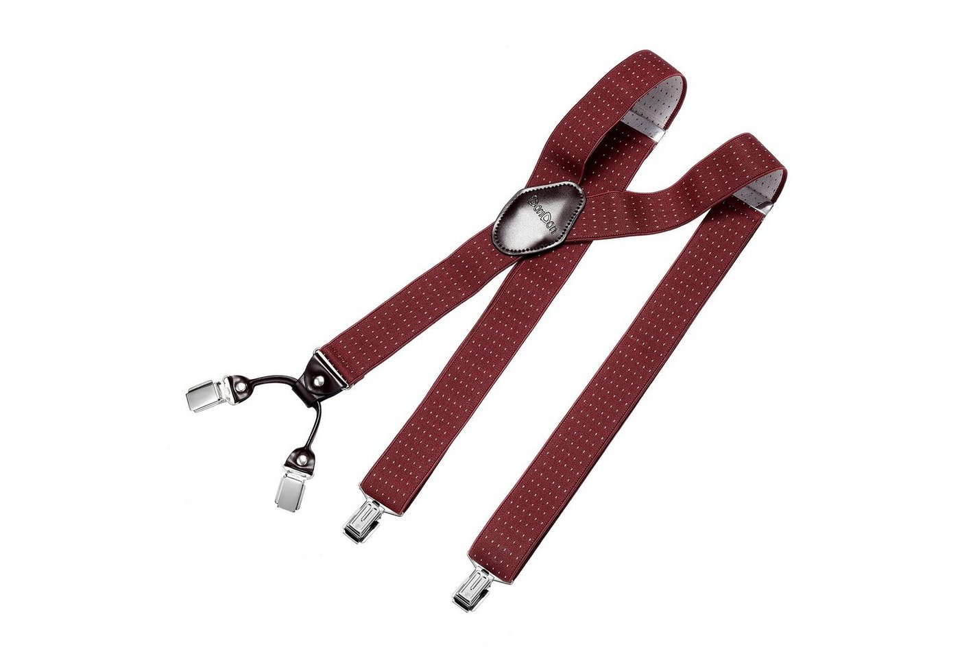 DonDon Hosenträger für Herren 3,5 cm breit 4 Clips mit braunem Leder längenverstellbar (1-St) Y-Form, verstellbar mit Clipverschluß, elastisch von DonDon