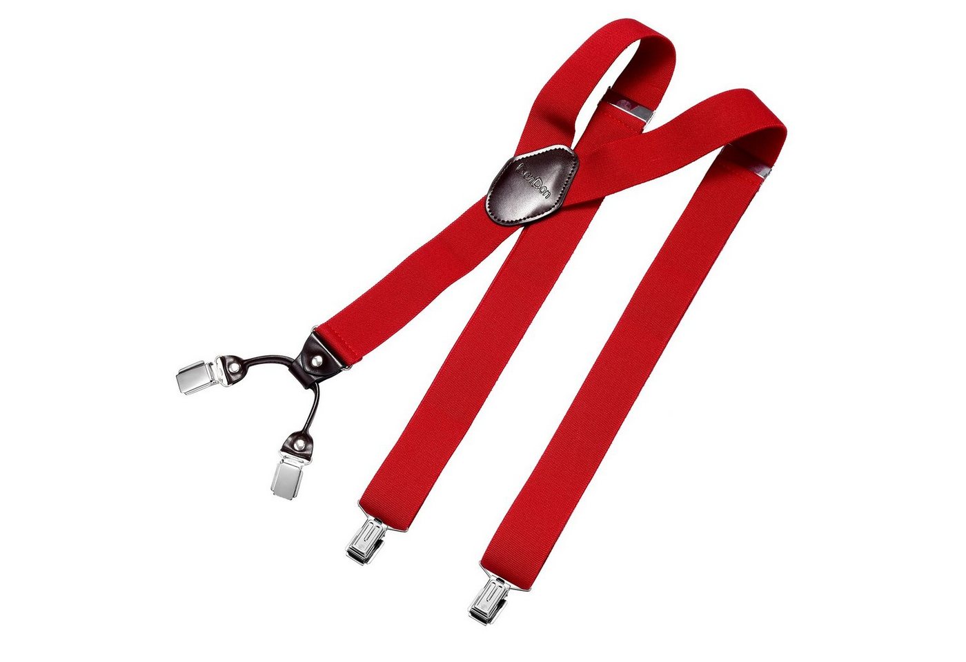 DonDon Hosenträger für Herren 3,5 cm breit 4 Clips mit braunem Leder längenverstellbar (1-St) Y-Form, verstellbar mit Clipverschluß, elastisch von DonDon