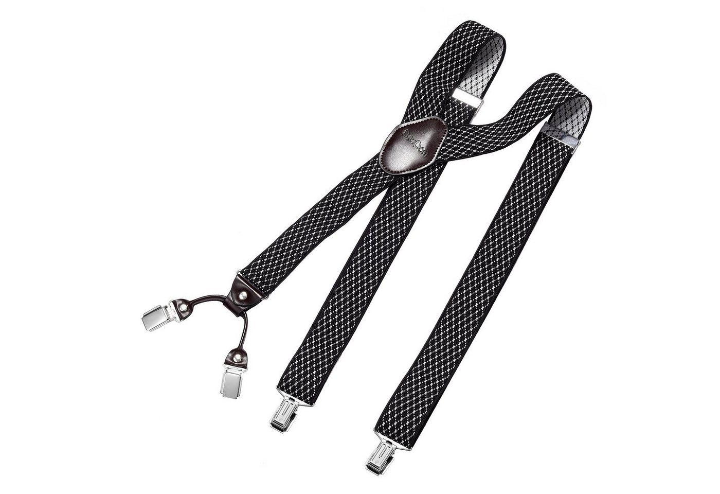 DonDon Hosenträger für Herren 3,5 cm breit 4 Clips mit braunem Leder längenverstellbar (1-St) Y-Form, verstellbar mit Clipverschluß, elastisch von DonDon