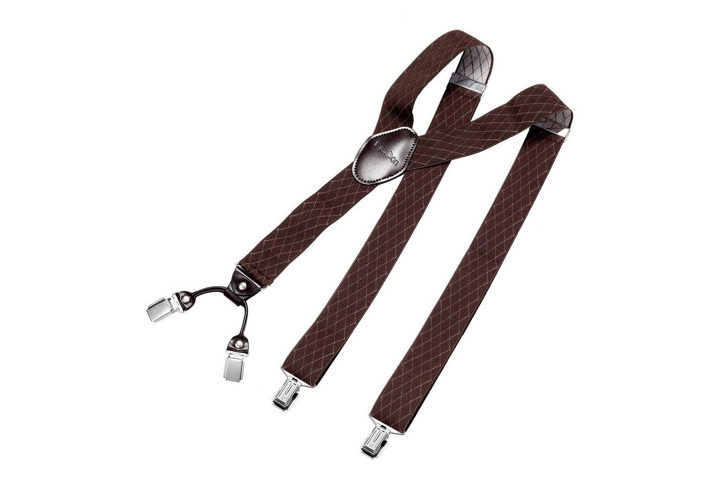DonDon Hosenträger für Herren 3,5 cm breit 4 Clips mit braunem Leder längenverstellbar (1-St) Y-Form, verstellbar mit Clipverschluß, elastisch von DonDon