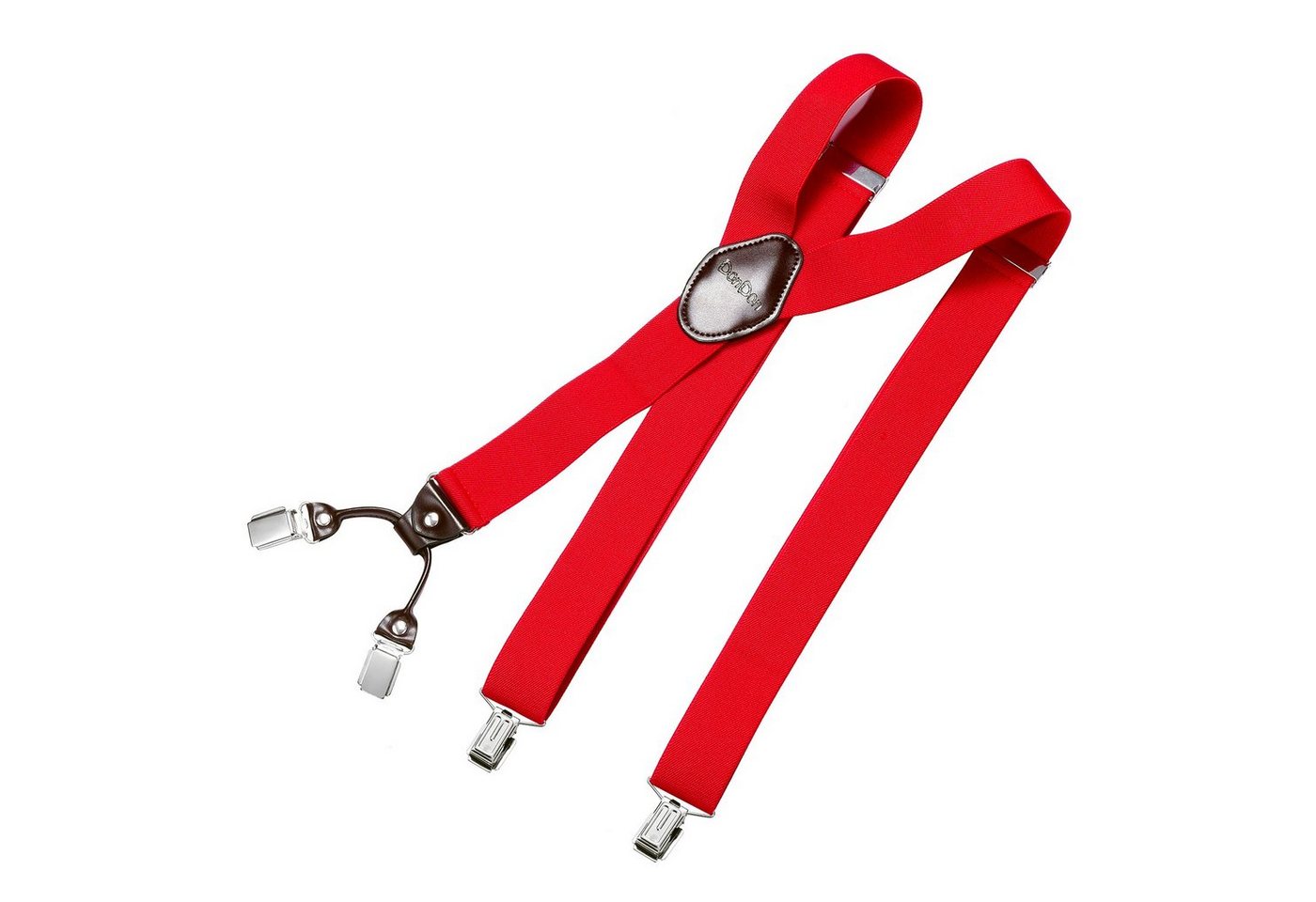 DonDon Hosenträger für Herren 3,5 cm breit 4 Clips mit braunem Leder längenverstellbar (1-St) Y-Form, verstellbar mit Clipverschluß, elastisch von DonDon