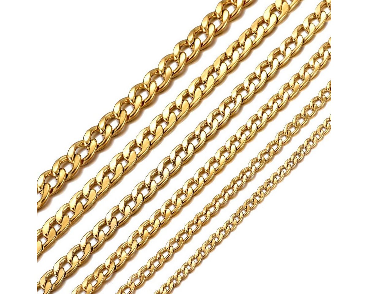 DonDon Kette mit Anhänger Halskette Goldkette, Panzerkette aus Edelstahl, für Herren, verschiedene Längen und Breiten von DonDon