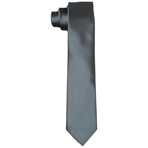 DonDon Krawatten für Herren handgefertigt Seiden-Look 6 cm Krawatte Dunkelgrau von DonDon