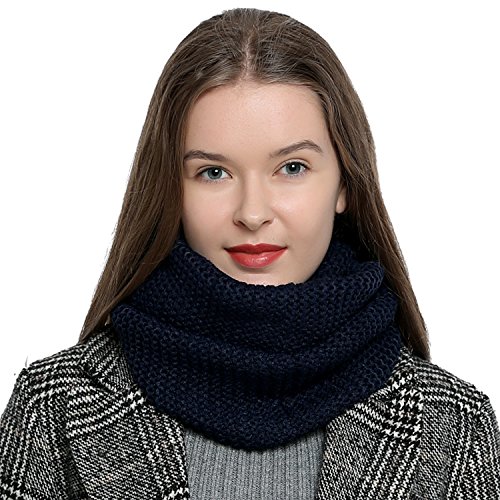 DonDon Loop Schal Damen Winter Schlauchschal Winterschal Rundschal weich und warm dunkelblau von DonDon