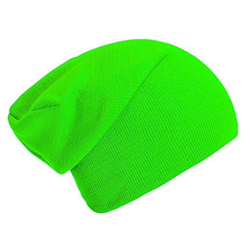 DonDon Mütze Herren Mütze Damen Wintermütze Slouch Beanie - Neongrün von DonDon