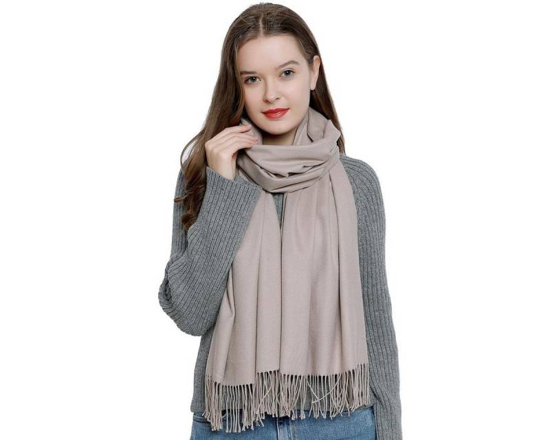 DonDon Schal Damen Schal einfarbig 185 x 65 cm, (1-St), Damenschal, kuschlig weich, mit Fransen, Feinstrick von DonDon