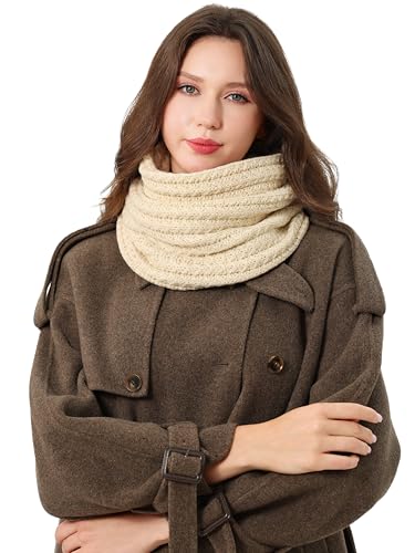 DonDon Schal Damen Winter Winterschal Strickschal Loop Schal Schlauchschal - Creme von DonDon