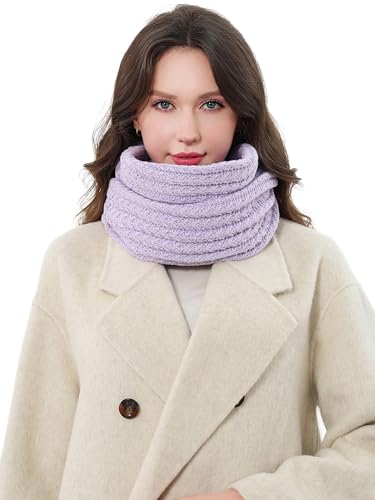 DonDon Schal Damen Winter Winterschal Strickschal Loop Schal Schlauchschal - Fliederfarben von DonDon