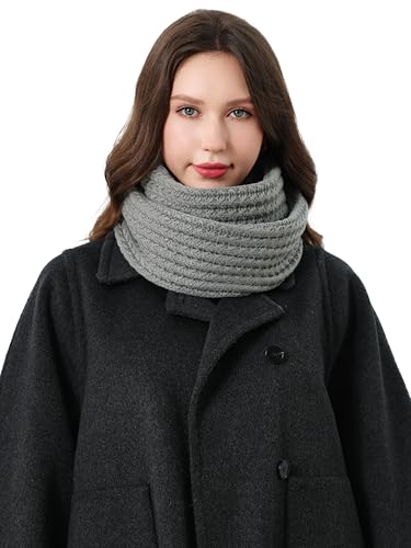 DonDon Schal Damen Winter Winterschal Strickschal Loop Schal Schlauchschal - Grau von DonDon