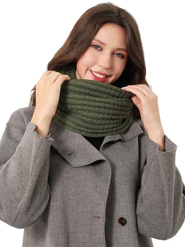 DonDon Schal Damen Winter Winterschal Strickschal Loop Schal Schlauchschal - Olivgrün von DonDon