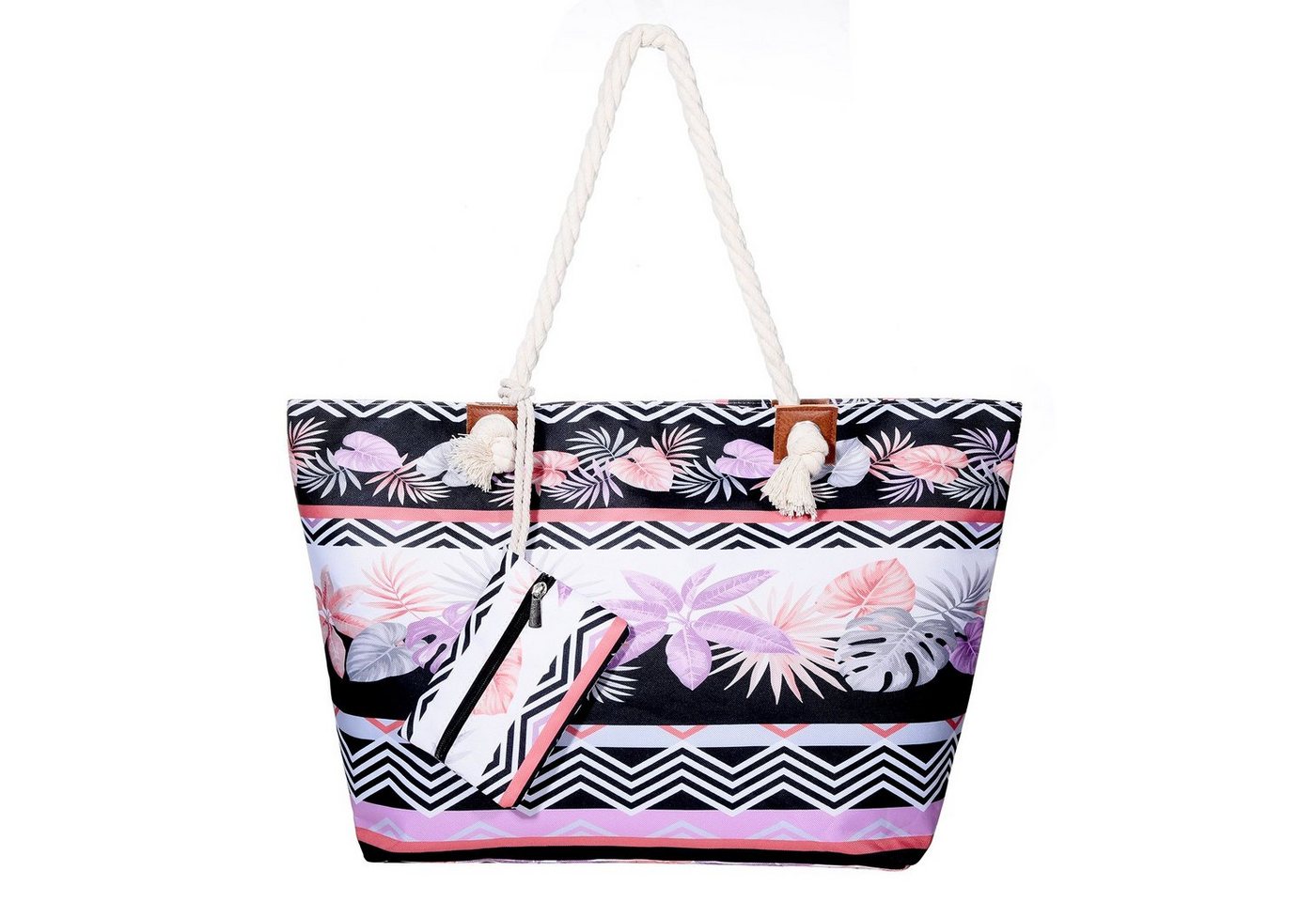 DonDon Strandtasche Shopper wasserabweisende Tasche (2-tlg), Große Strandtasche, mit Reißverschluss, inkl. kleinem Beutel von DonDon